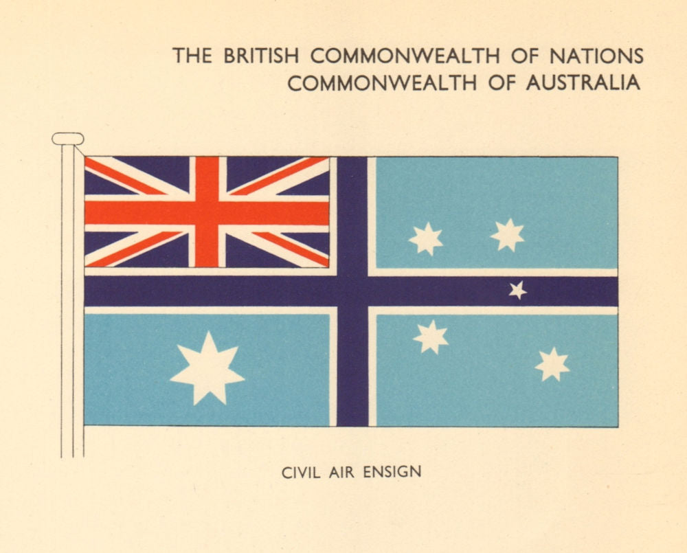AUSTRALIA FLAGS. Commonwealth of Australia. Civil Air Ensign 1955 old print